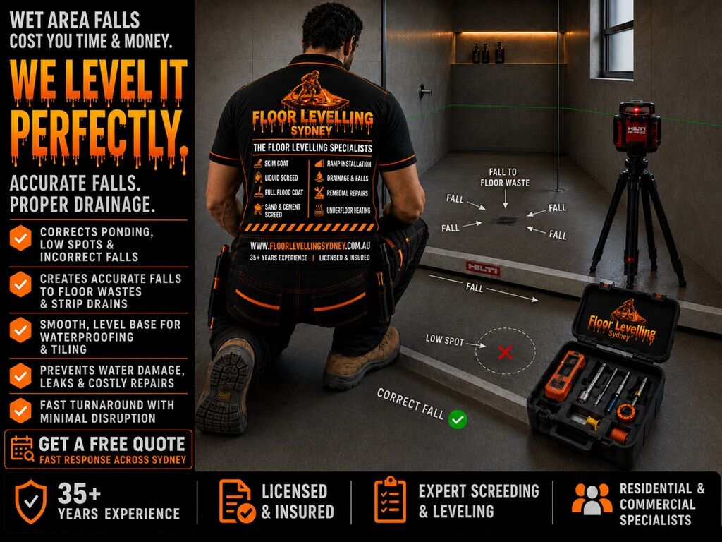 Falls For Wet Areas 11 Free Quotes - Falls For Wet Areas - Floor Levelling Sydney